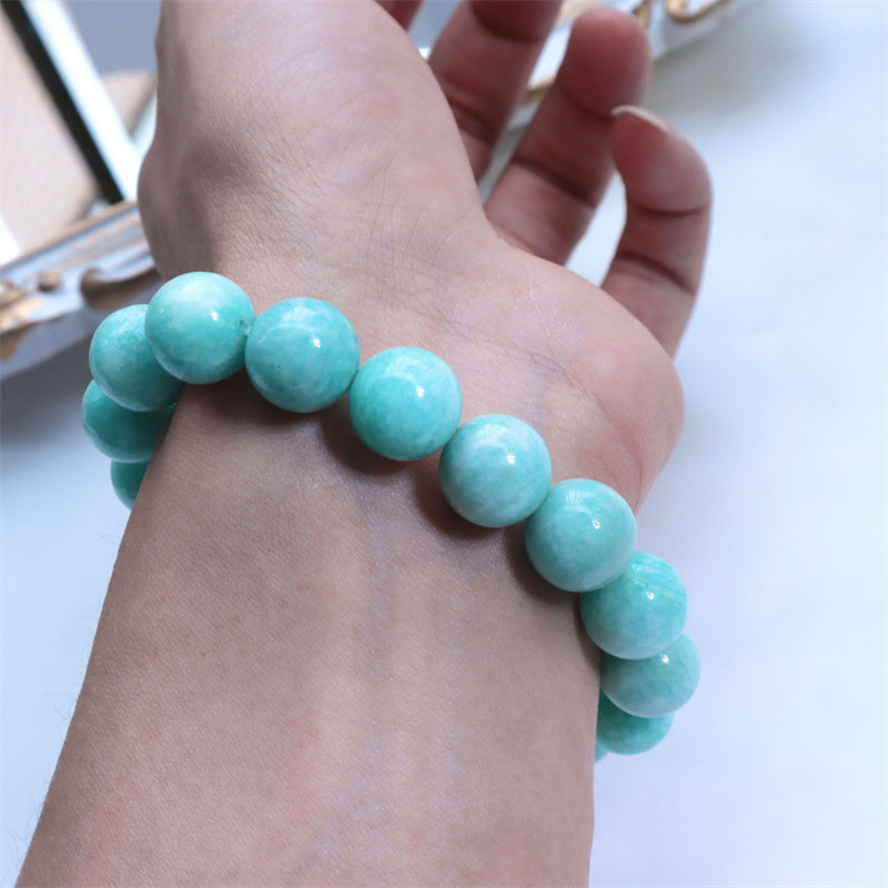 Bracelet de guérison en amazonite naturelle 9 mm pour la confiance