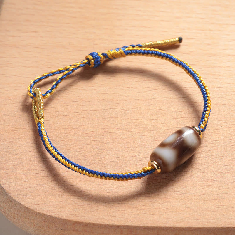 Three-eyed Dzi Bead Spiritual Bracelet for Luck & Happiness