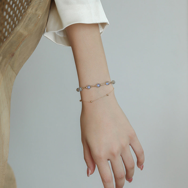 Bracelet chaîne en or 18 carats avec pierre de lune Love & Calm