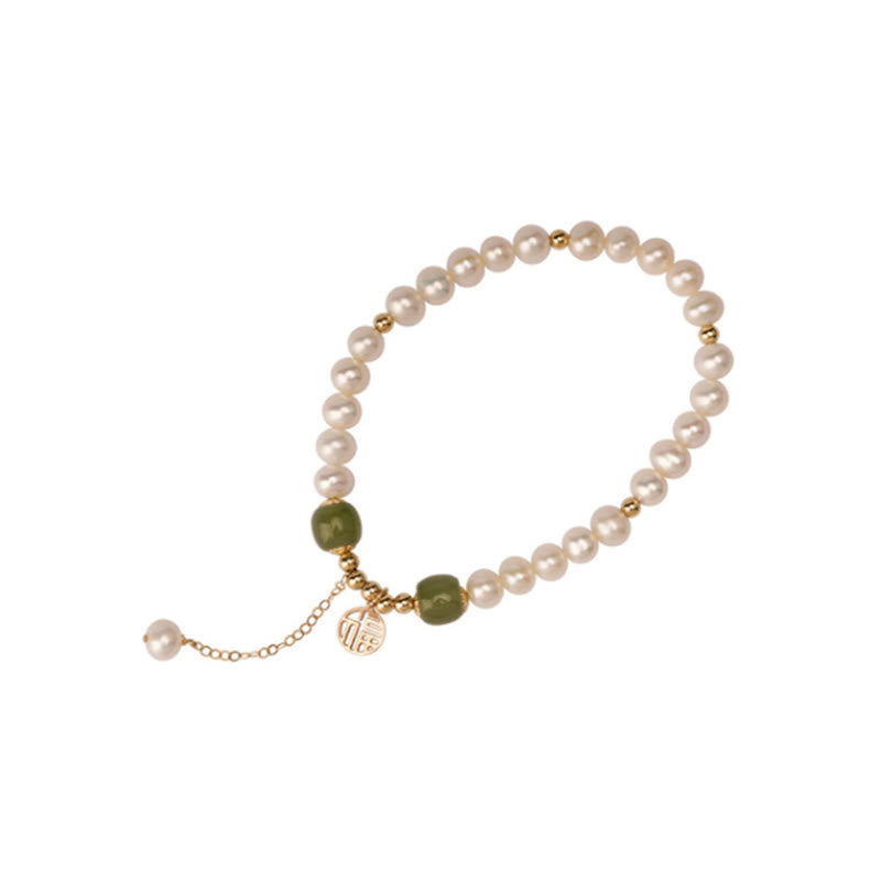 Bracelet en perles de jade Hetian pour le bonheur et la sagesse