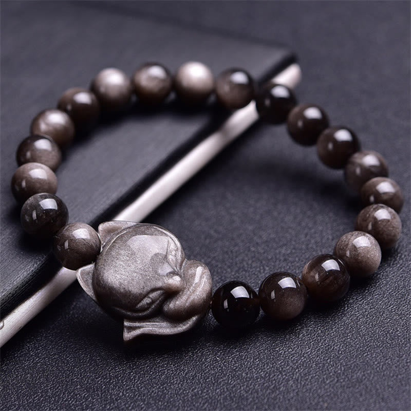 Silver Sheen Obsidian Protection Bracelet