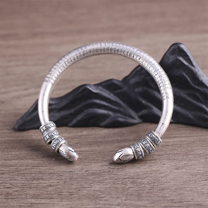 999 Sterling Silver Om Mani Padme Hum Peace Bracelet Bangle