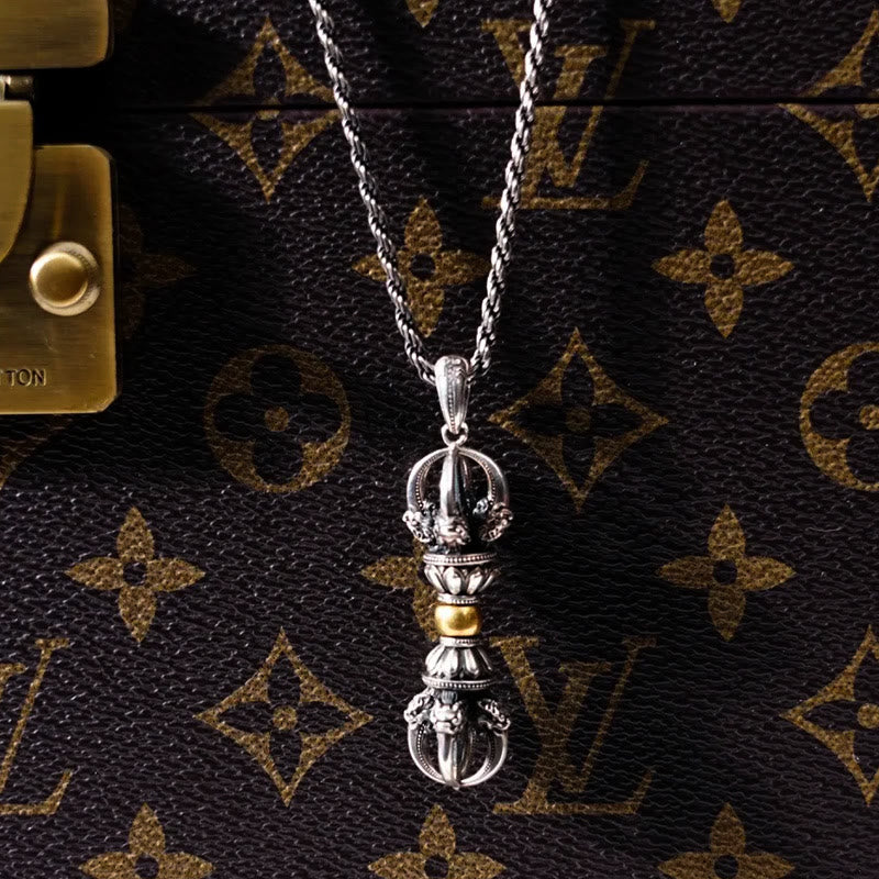 Collier pendentif tibétain en cuivre Dorje Vajra Wealth