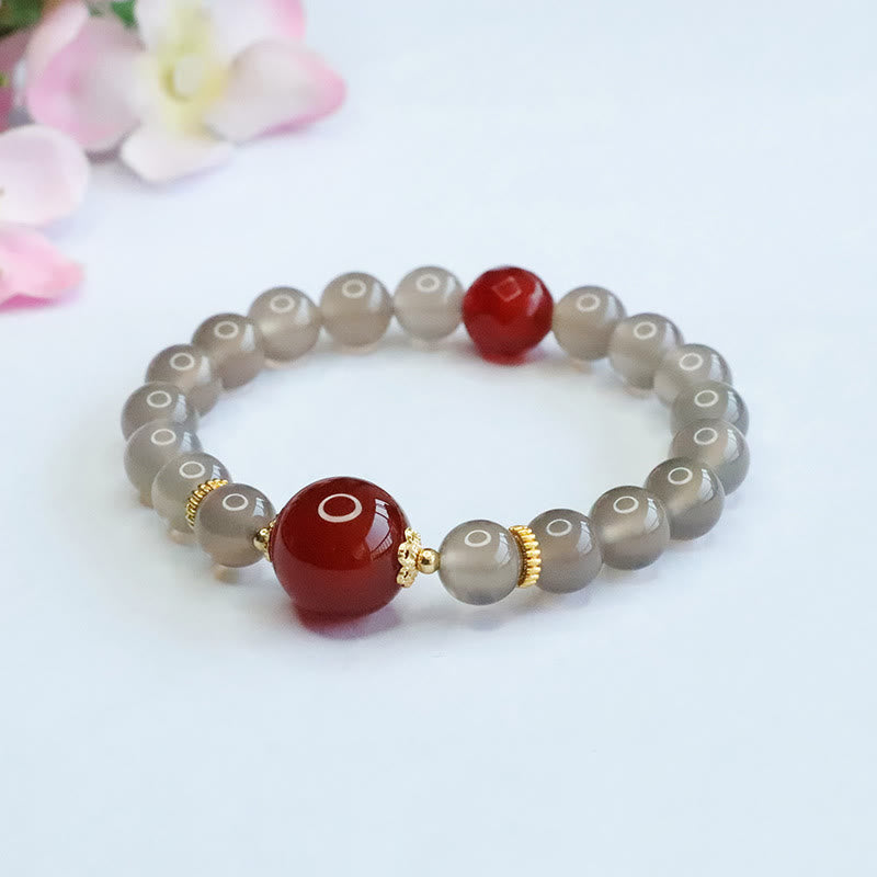 Bracelet Harmonie Spirituelle en Calcédoine Grise 8 mm