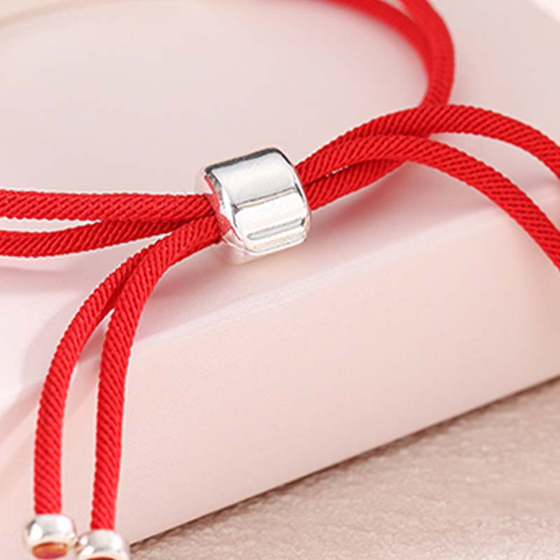 Bracelet tressé en argent sterling avec cordon rouge pour la chance et la protection