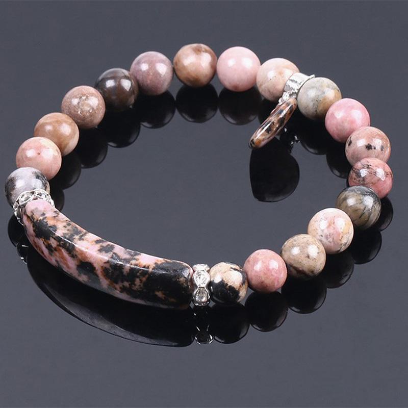 Bracelet de perles de guérison en quartz naturel avec cœur d'amour 8 mm