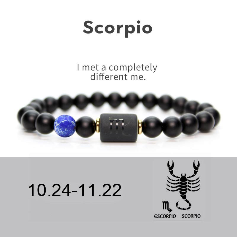 Bracelet réglable en onyx noir de 8 mm avec signe du zodiaque chinois