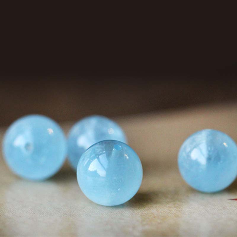 Bracelet de guérison sérénité en ambre aigue-marine naturelle 8 mm