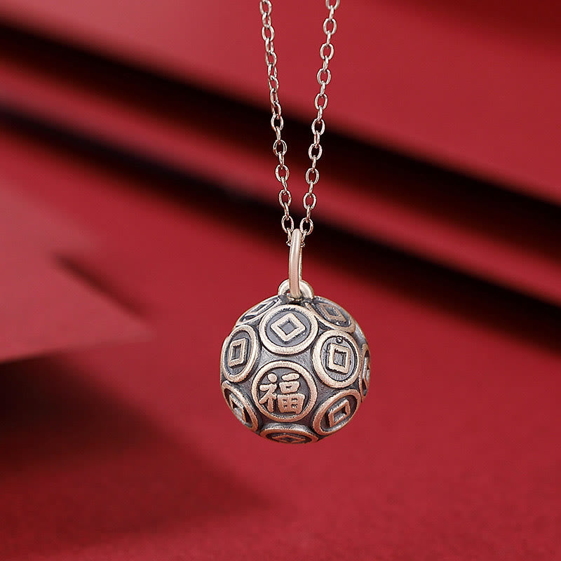 Collier avec pendentif porte-bonheur en argent sterling 990 Fu