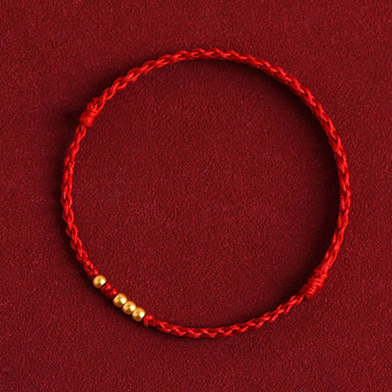 Bracelet de protection en fil rouge avec perles en or 999 pour couples