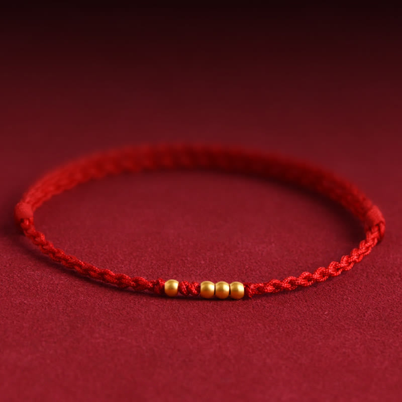 Bracelet de protection en fil rouge avec perles en or 999 pour couples