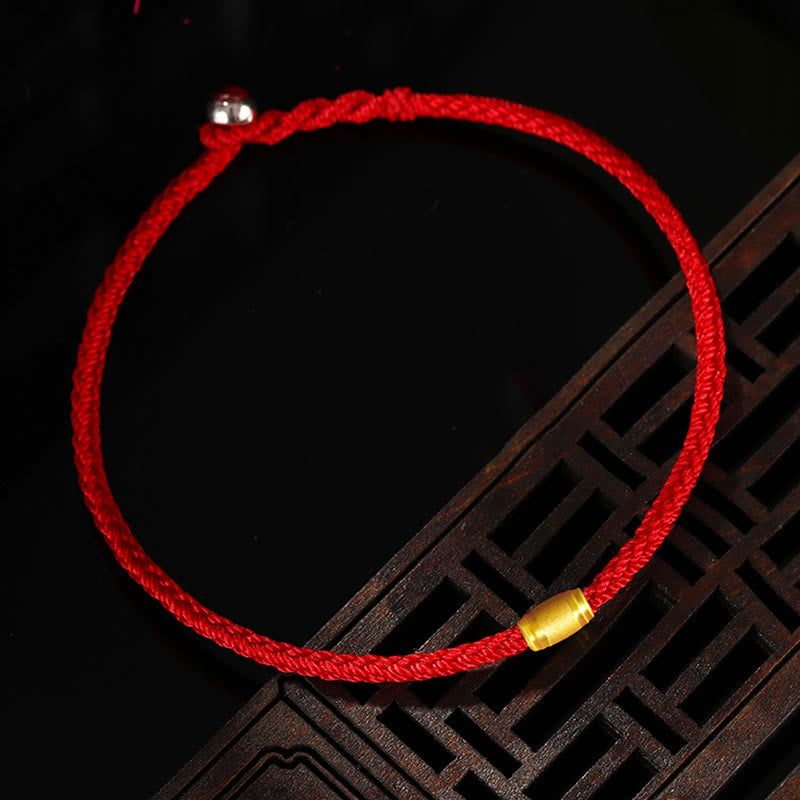 Bracelet en fil rouge en or 999 avec nœud de paix à huit fils