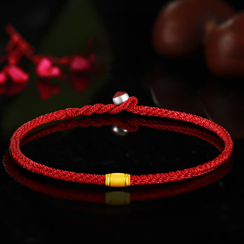 Bracelet en fil rouge en or 999 avec nœud de paix à huit fils