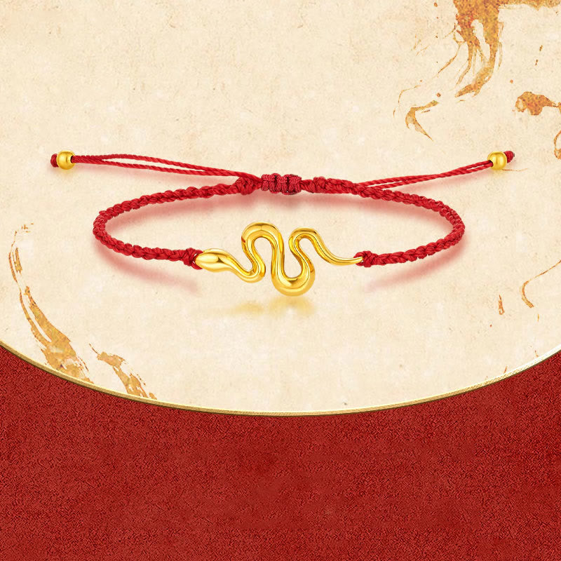 Bracelet serpent en or 999, fil rouge, pour 2025