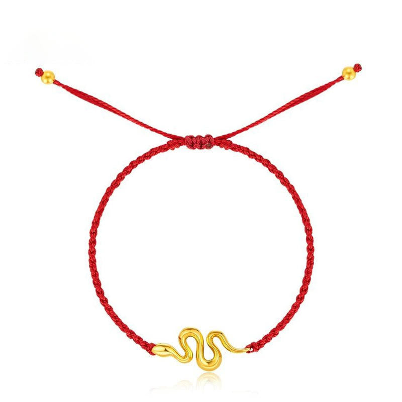 Bracelet serpent en or 999, fil rouge, pour 2025