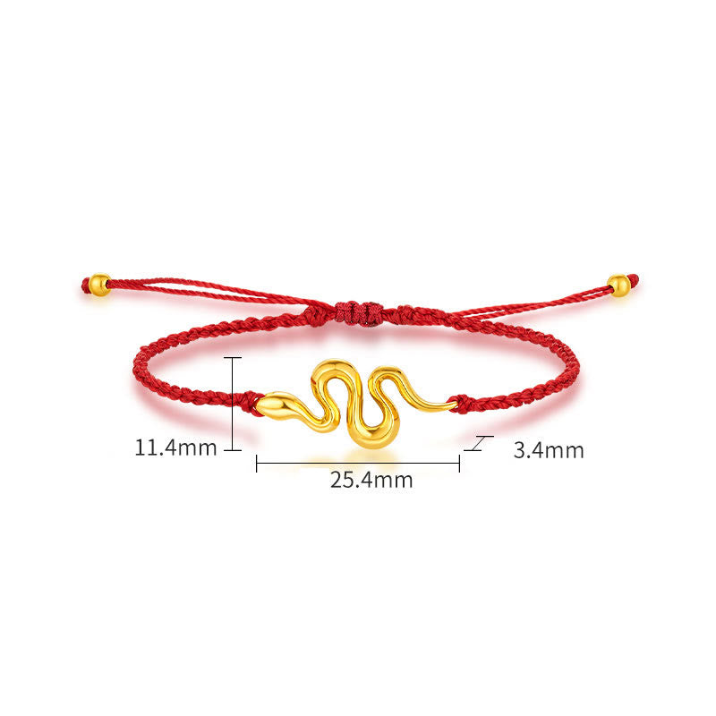 Bracelet serpent en or 999, fil rouge, pour 2025