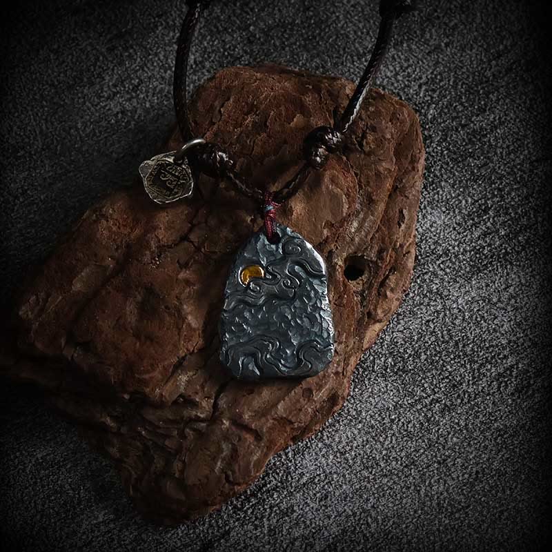 Collier de protection spirituelle en argent sterling 999 avec nuages de bon augure