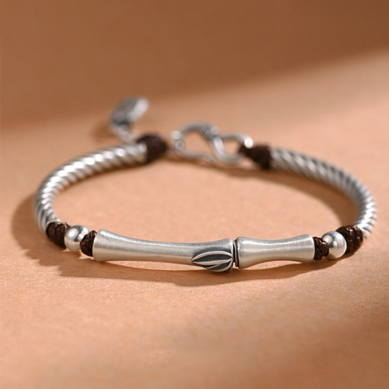 Bracelet porte-bonheur en argent sterling 999, motif cigale en bambou, pour la richesse