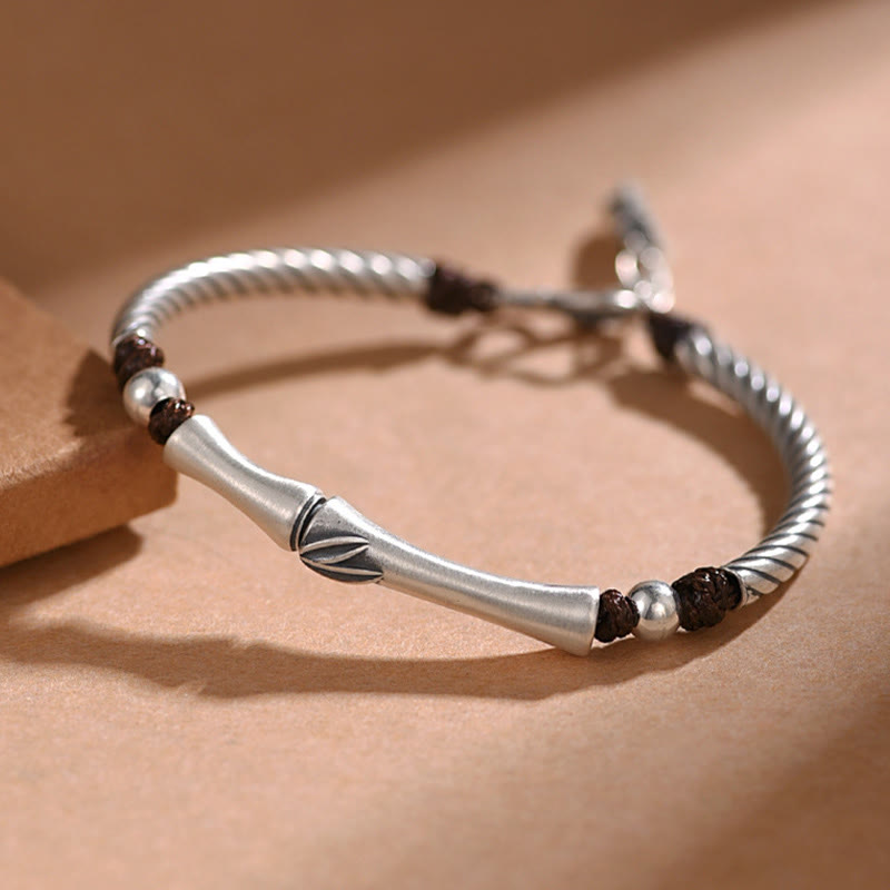 Bracelet porte-bonheur en argent sterling 999, motif cigale en bambou, pour la richesse