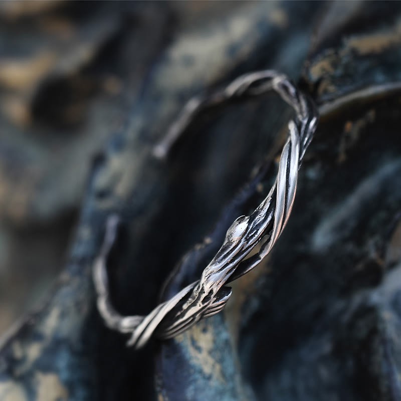 Bracelet manchette en argent sterling 999 et bois flotté Équilibre spirituel