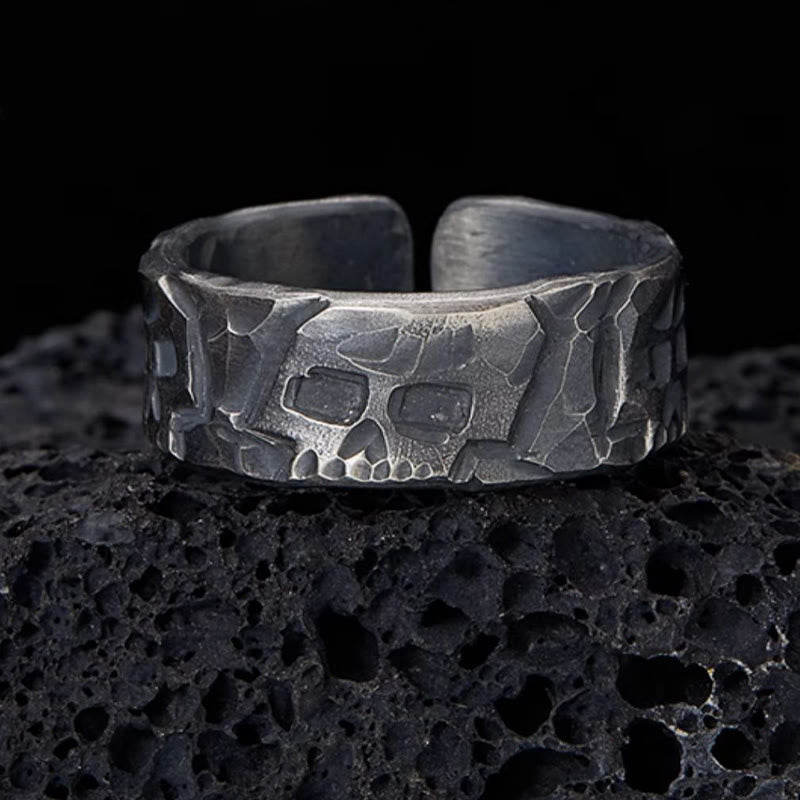 Bague spirituelle en argent sterling 999 à motif squelette pour la protection