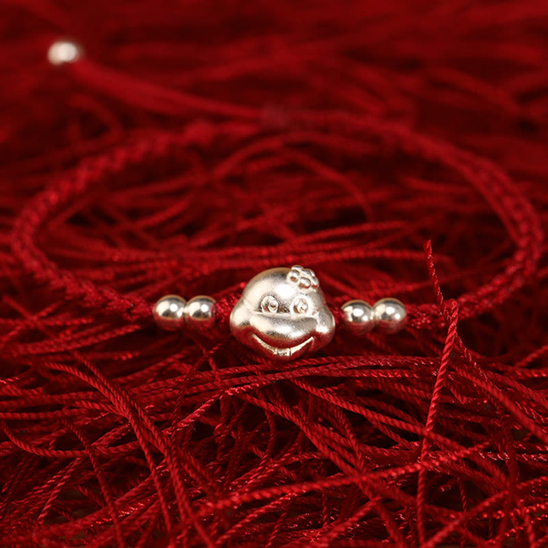 Bracelet en argent sterling 999 avec tête de serpent et fil rouge pour la chance et la protection