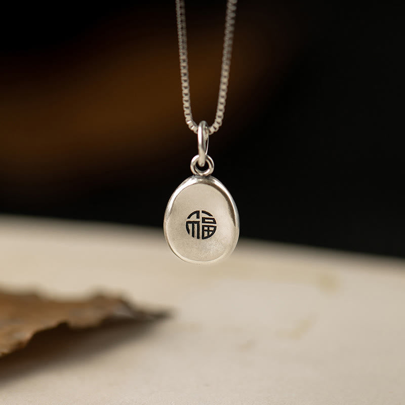 Collier spirituel en argent sterling 999 avec breloque Peace Joy Fu