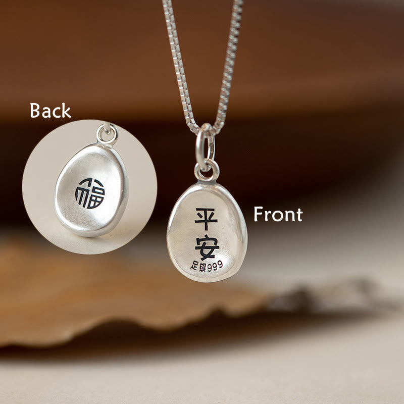 Collier spirituel en argent sterling 999 avec breloque Peace Joy Fu
