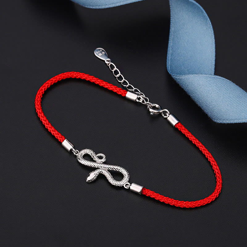 Bracelet rouge en argent sterling 999 Année du serpent