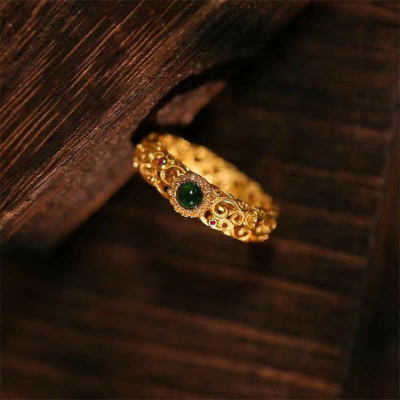 Bague en argent 925 et jade cyan US6 pour le succès et la guérison