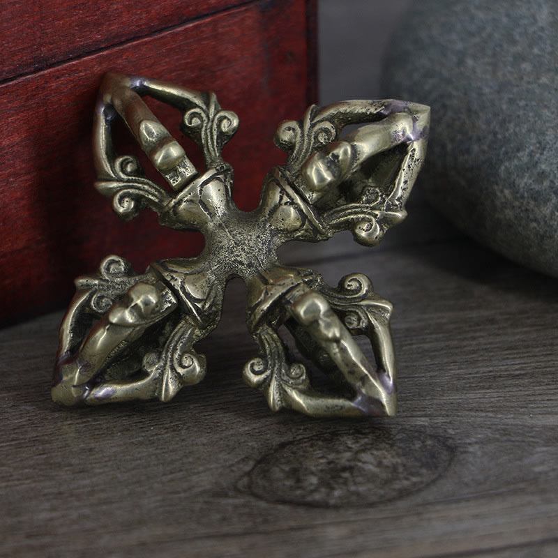Rituel de force spirituelle double Dorje Vajra en cuivre de 6,7 cm