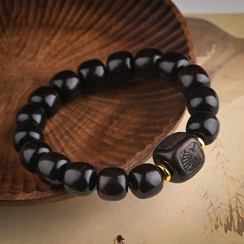 Bracelet spirituel porte-bonheur en bois d'ébène de 12 mm