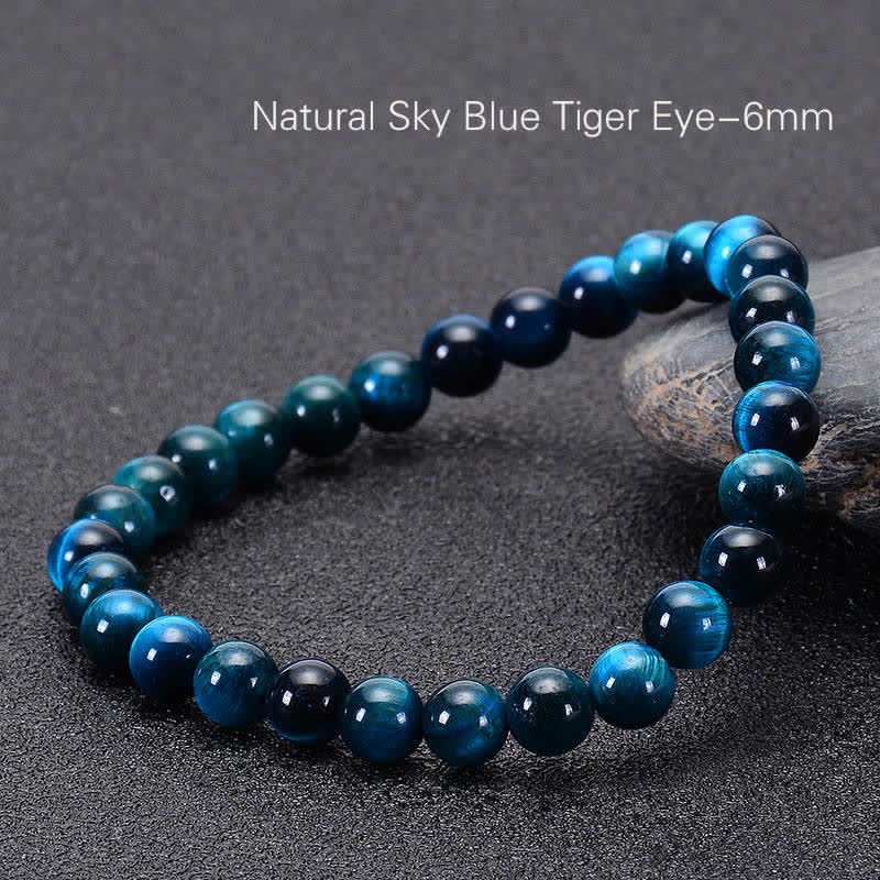 Bracelet de méditation en œil de tigre bleu