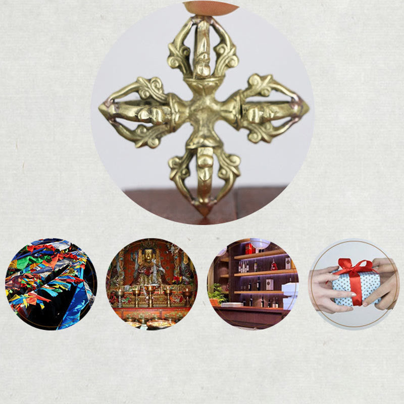 Rituel de force spirituelle double Dorje Vajra en cuivre de 6,7 cm