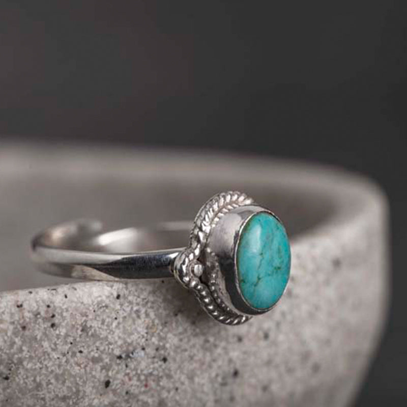 Bague turquoise ajustable en argent sterling 925 Sagesse