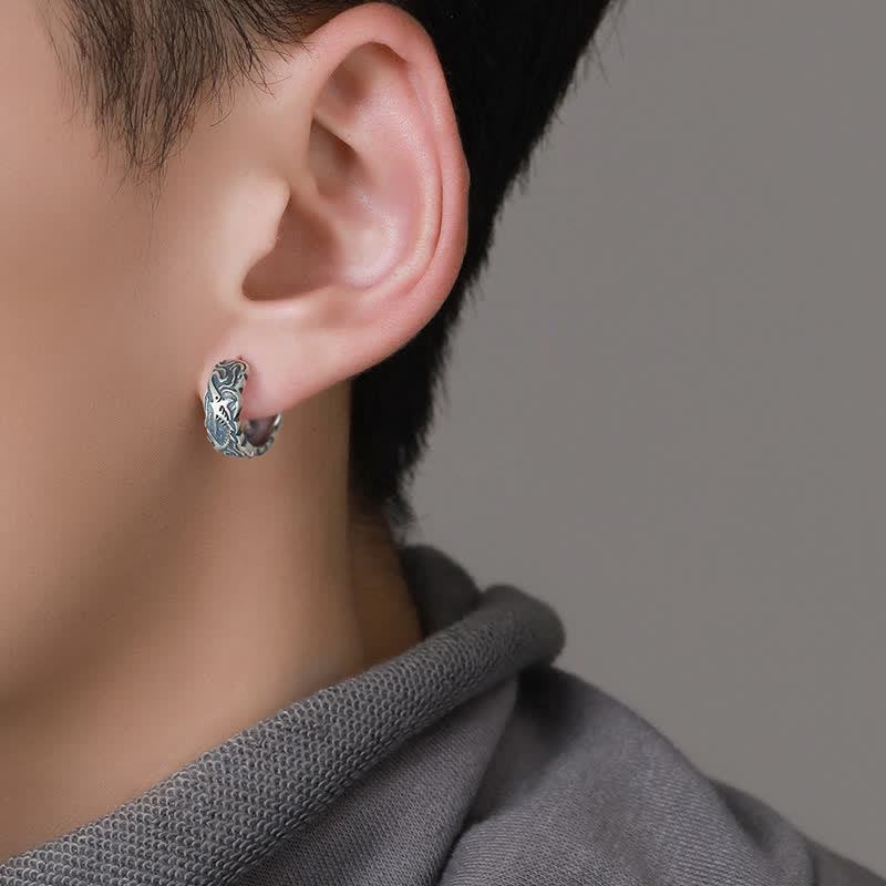 Boucles d'oreilles spirituelles en cuivre à motif d'arêtes de poisson pour la richesse et la chance