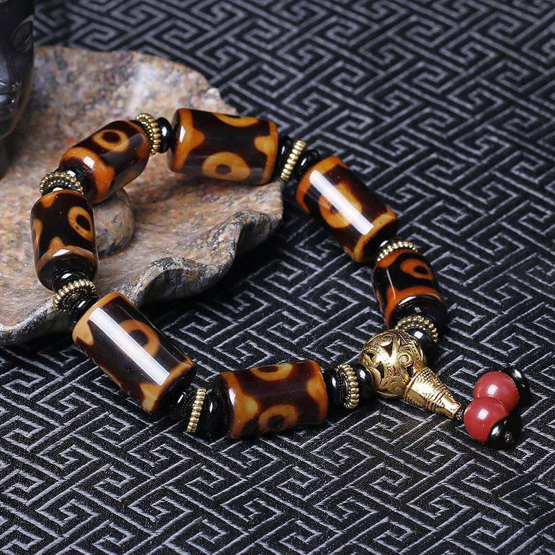 Bracelet en agate dzi à neuf yeux pour la protection et la chance