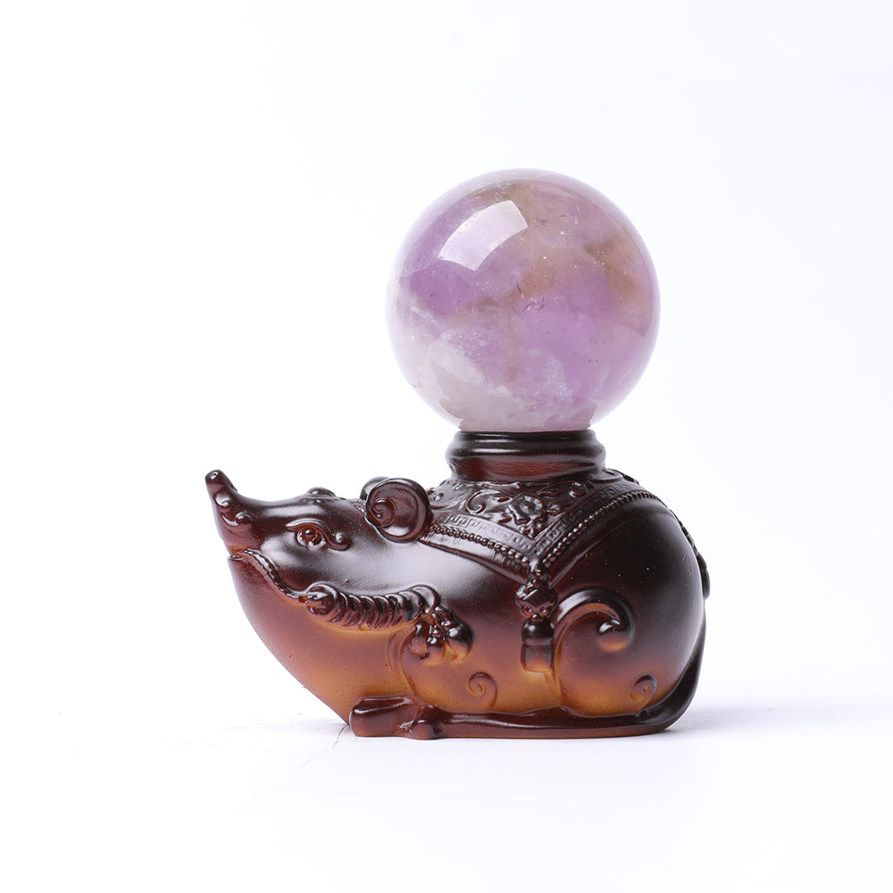 9cm Resin Lucky Mouse Statue Figurine for Spiritual Protection