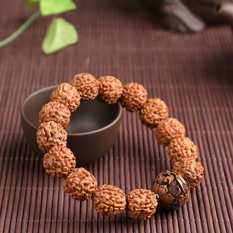 Unisex Pixiu Wealth Luck Bracelet with Rudraksha Bodhi Seed