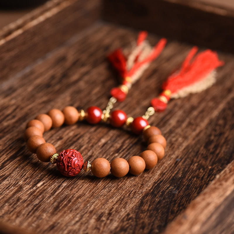 Peach Wood Pixiu Bracelet for Wealth & Protection 8mm Beads