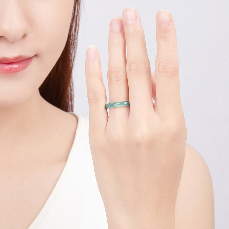 Bague en jade de 16 mm pour la prospérité, la protection et le succès