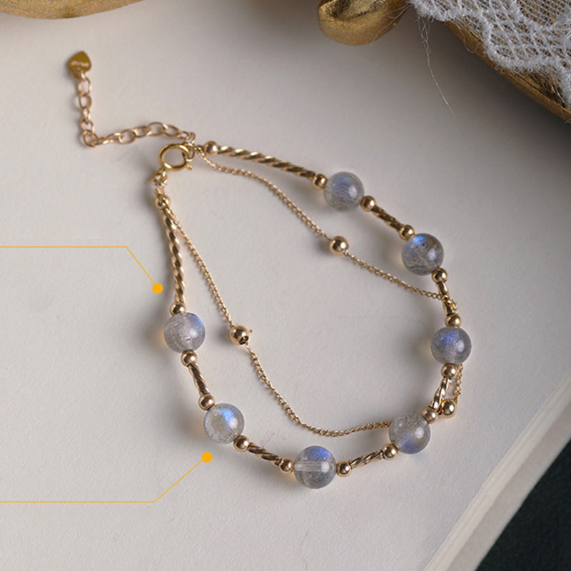 Bracelet chaîne en or 18 carats avec pierre de lune Love & Calm