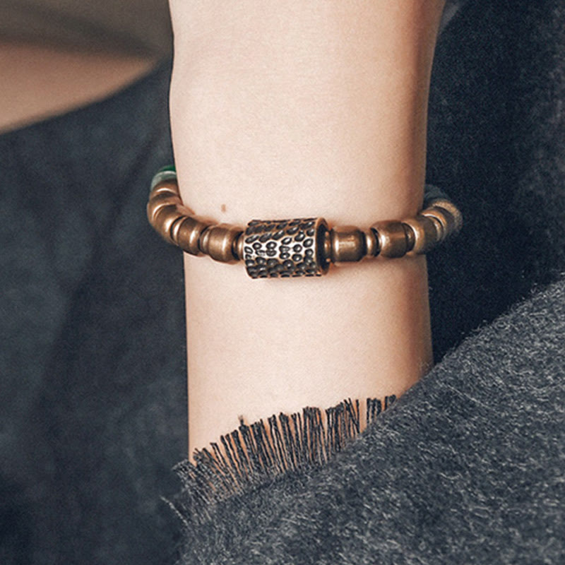 Bracelet spirituel en perles de verre colorées en cuivre de 9 mm pour la richesse