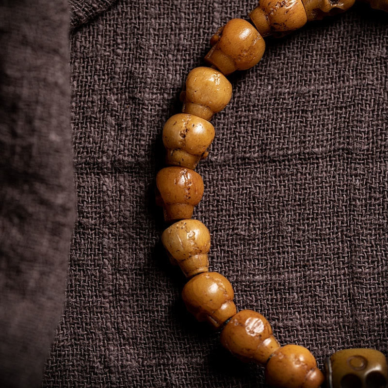 Bracelet de protection spirituelle tibétain en os de yak de 9 mm