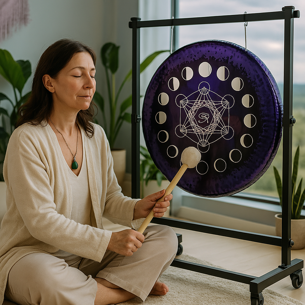 Instrument de méditation Gong œil d'Horus violet