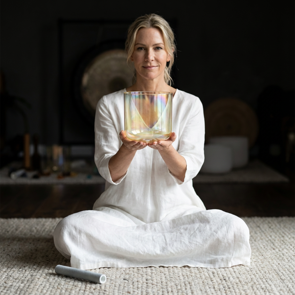 Bol chantant en cristal de citrine - Méditation et son des chakras