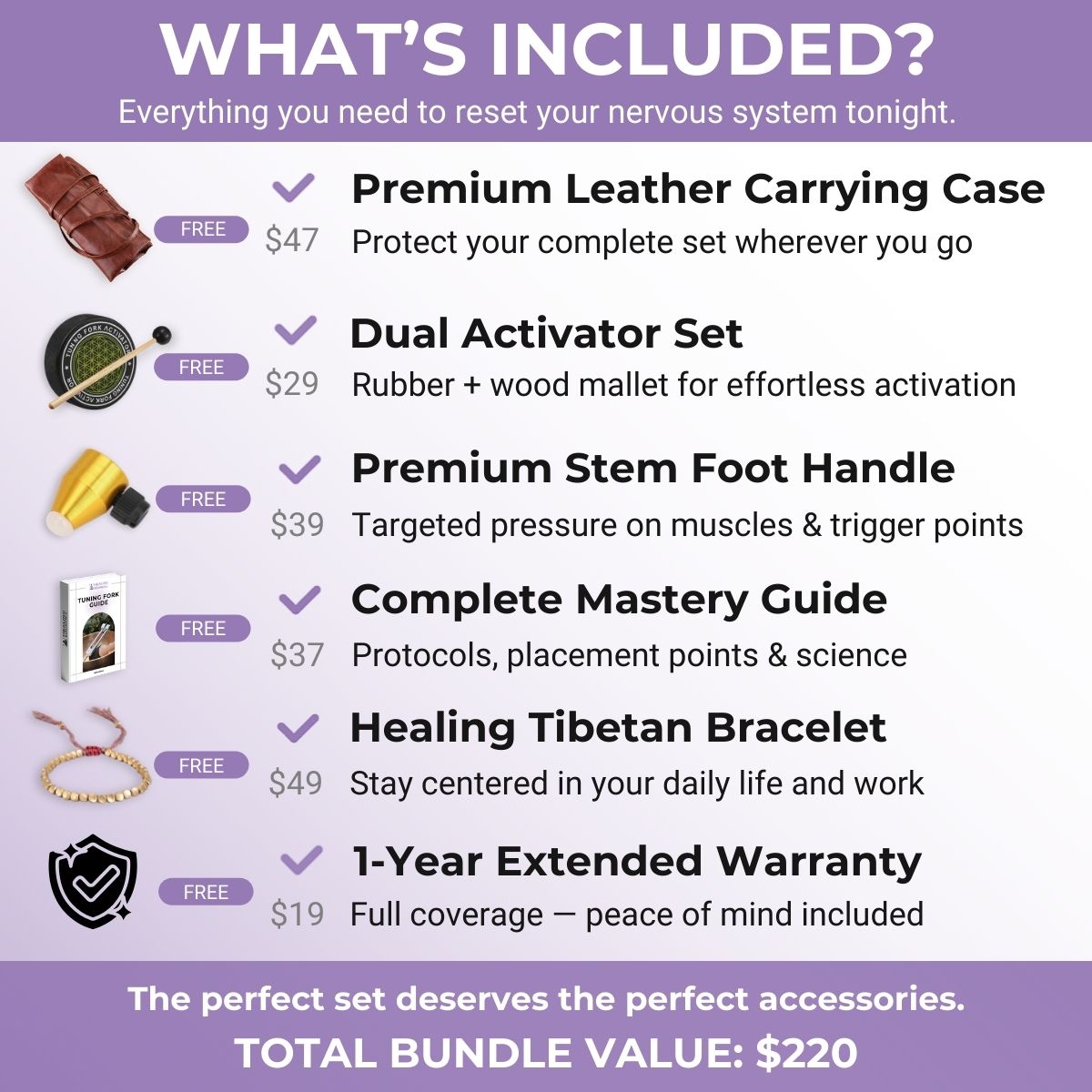 Lot de 3 diapasons Solfeggio : fréquences de guérison 174, 432 et 528 Hz