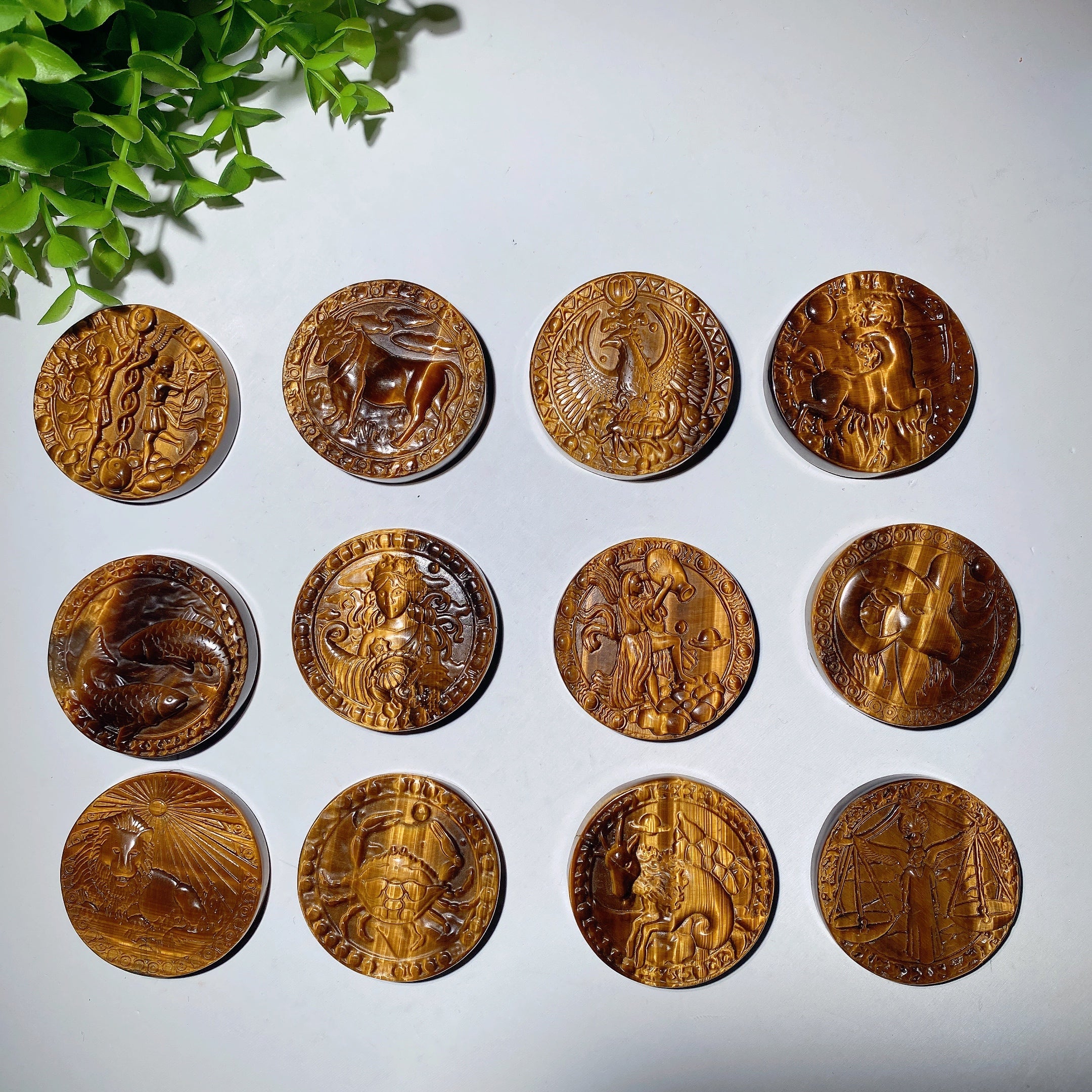 2.0 inch Yellow Tiger's Eye Zodiac Slab Crystal Healing