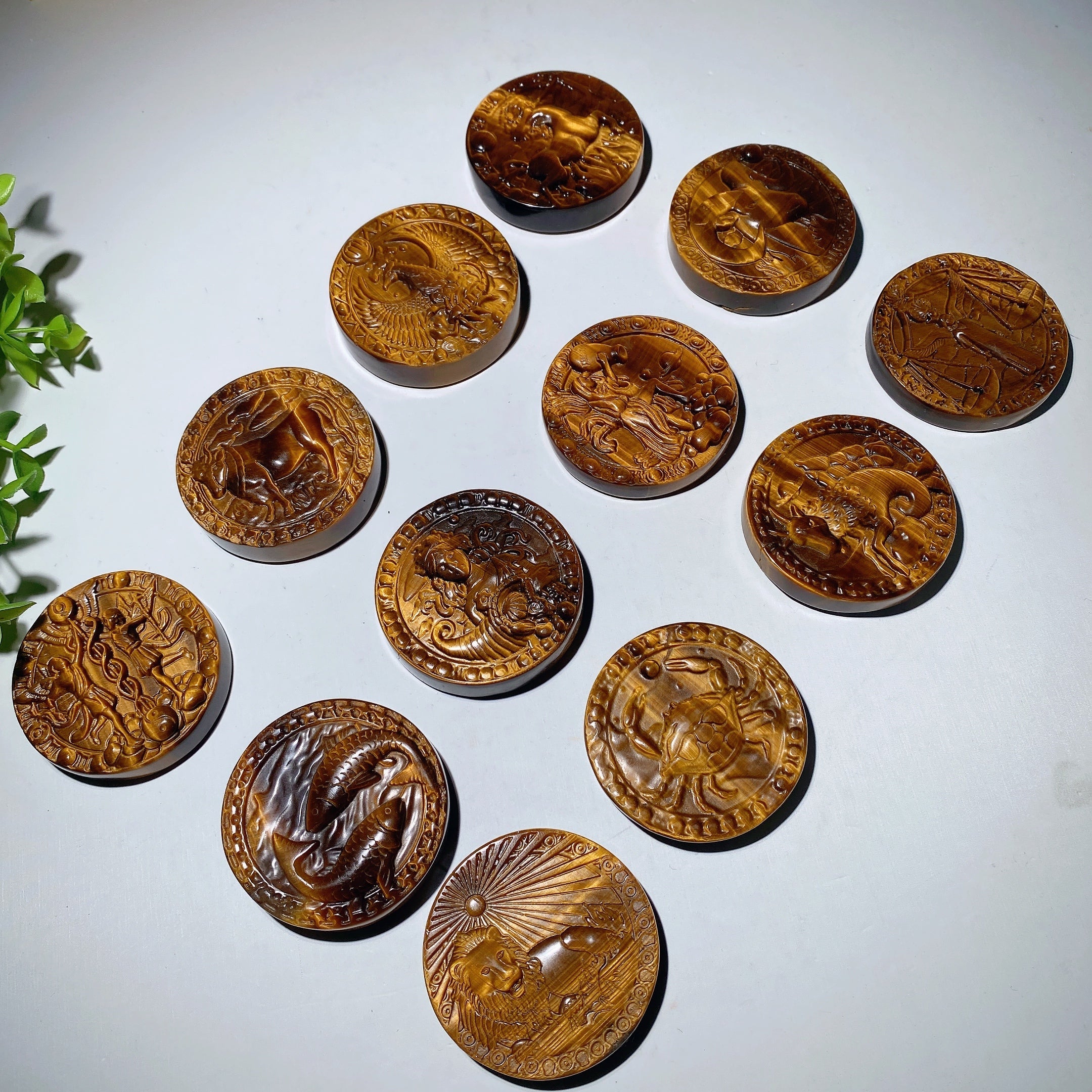 2.0 inch Yellow Tiger's Eye Zodiac Slab Crystal Healing