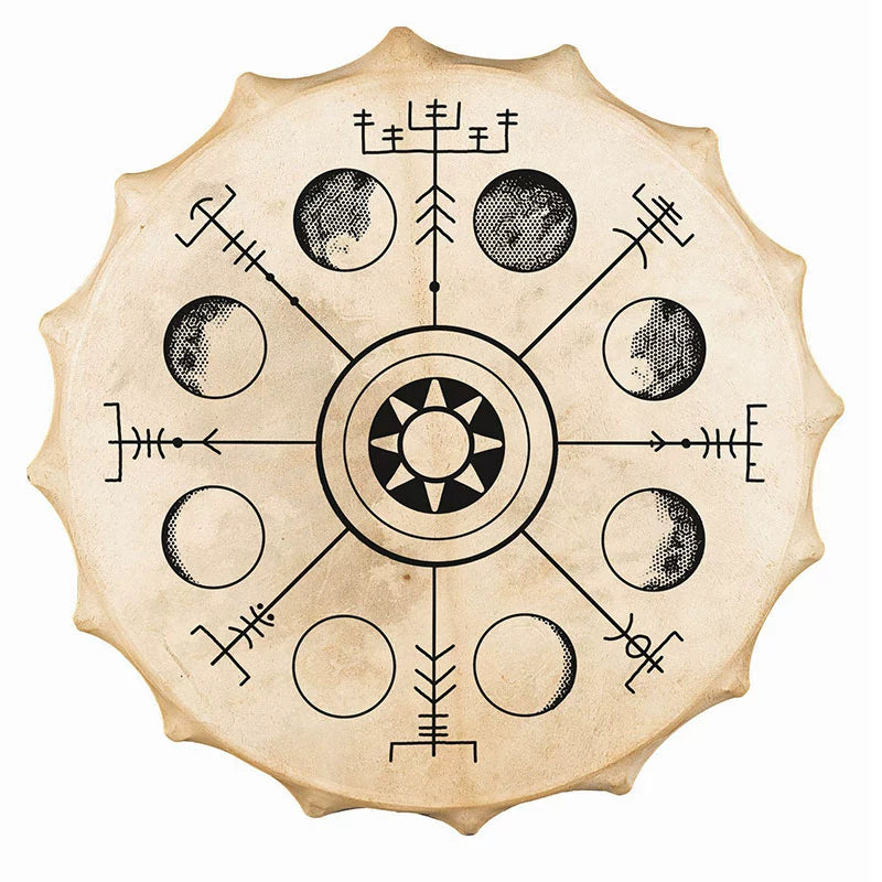 Tambour à cadre chamanique Yakut fait main de 22,5 pouces